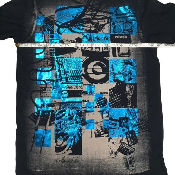 Marc Ecko T-Shirt Cut & Sew Metallic Screen Print Graphic Tee 100% Cotton Mens S - Picture 3 of 8